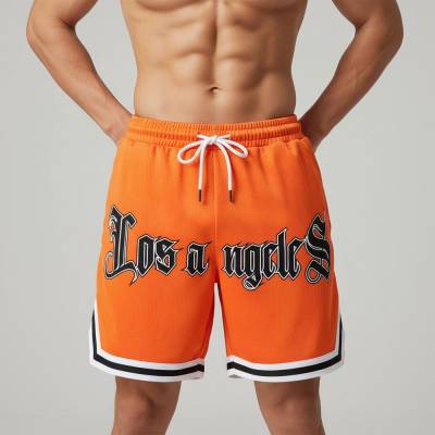Breathable Polyester Mens Basketball Shorts in Orange for Comfortable Manufacturers, Suppliers, Exporters in USA (United States)