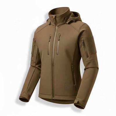 Brown High Neck Softshell Jacket for Men Suitable for Travel and Winter Wear Manufacturers, Suppliers, Exporters in USA (United States)