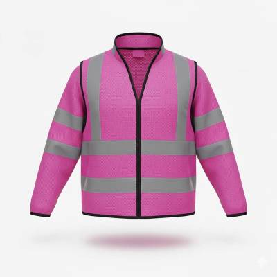 Fluorescent Pink Safety Vest Heavy Duty Polyester Full Front Zipper Manufacturers, Suppliers, Exporters in USA (United States)