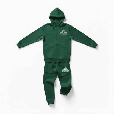 Green Male Unisex Promotional Tracksuit Set Full Sleeves Hooded Sweatshirt Manufacturers, Suppliers, Exporters in USA (United States)