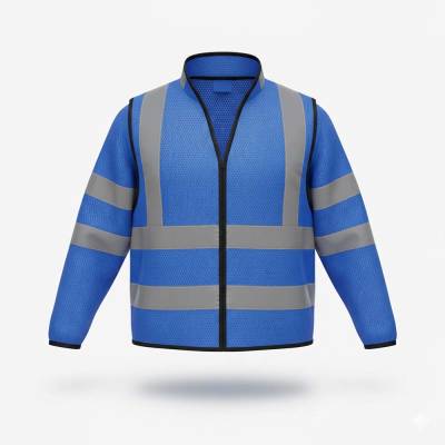 Heavy Duty Safety Vest Safety Blue Polyester Full Zip Front Double Needle Manufacturers, Suppliers, Exporters in USA (United States)