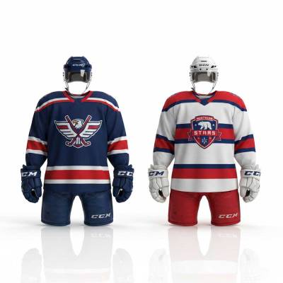 High Quality Ice Hockey Uniform White Red Blue Custom Size Breathable Manufacturers, Suppliers, Exporters in USA (United States)