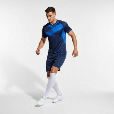Men Soccer Jersey Navy Blue Half Sleeve Round Neck Polyester Regular Fit Manufacturers, Suppliers, Exporters in USA (United States)