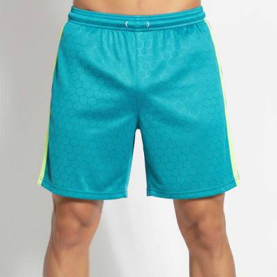 Men Teal Blue Cricket Shorts with Neon Green Side Stripes in Durable Polyester Manufacturers, Suppliers, Exporters in USA (United States)