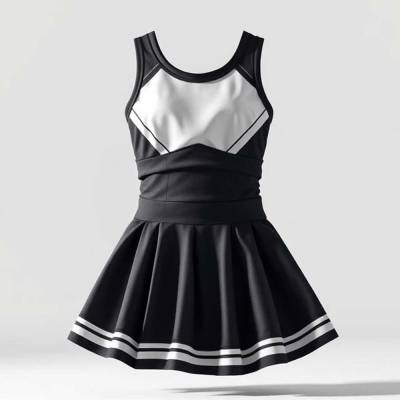 Mini Pleated Cheerleading Dress Pull On Uniform White Black Solid Polyester Manufacturers, Suppliers, Exporters in USA (United States)