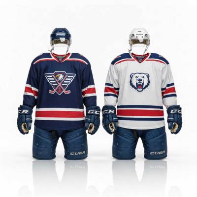 White Red Blue Ice Hockey Uniform Custom Fit Ergonomic Cut Moisture Manufacturers, Suppliers, Exporters in USA (United States)